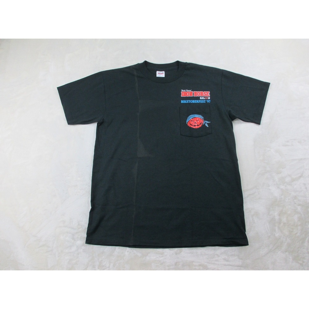 VINTAGE Iron Horse Saloon Shirt Mens Large Black Pumpkin Biketoberfest 97* - Picture 5 of 11